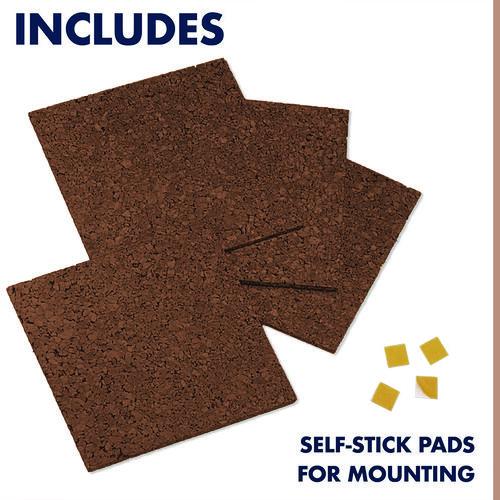 Image of Quartet® 101 Cork Panels, 12" x 0.38" x 12", Brown, 4/Pack
