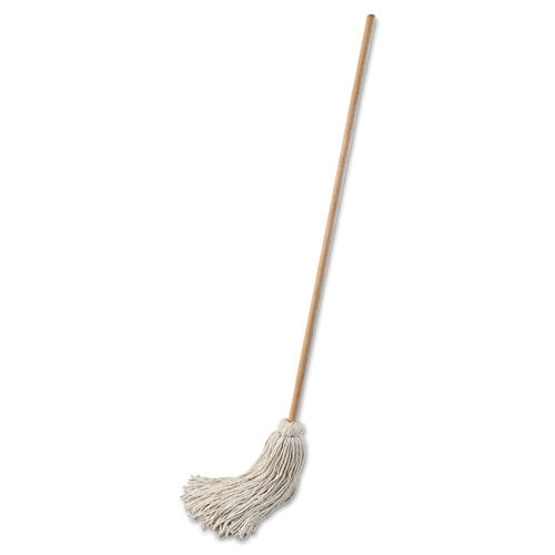 Image of Boardwalk® BWK132C Handle/Deck Mop, #32 White Cotton Head, 54" Natural Wood Handle, 6/Pack
