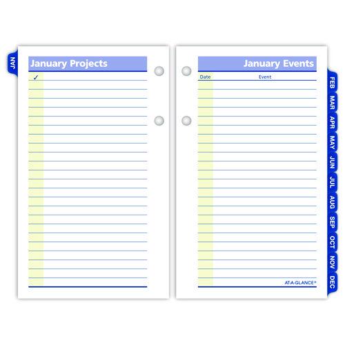 Image of AT-A-GLANCE® E517-50 QuickNotes Desk Calendar Refill, 3.5 x 6, White/Yellow/Blue Sheets, 12-Month (Jan to Dec): 2026