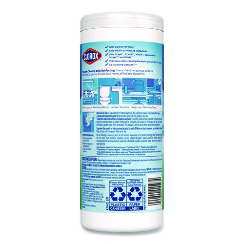 Image of Clorox® 01593 Disinfecting Wipes, Bleach Free Cleaning Wipes, 1-Ply, 7 x 8, Fresh Scent, White, 35/Canister