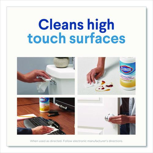 Image of Clorox® 01593 Disinfecting Wipes, Bleach Free Cleaning Wipes, 1-Ply, 7 x 8, Fresh Scent, White, 35/Canister