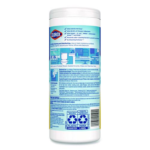 Image of Clorox® 01594 Disinfecting Wipes, Bleach Free Cleaning Wipes, 1-Ply, 7 x 8, Crisp Lemon, White, 35/Canister