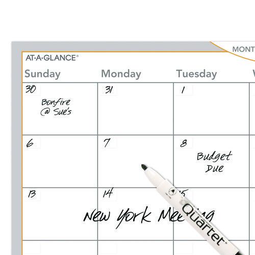Image of AT-A-GLANCE® AW402028 Wallmates Self-Adhesive Dry Erase Monthly Planning Surfaces, 18 X 12, White/gray/orange Sheets, Undated