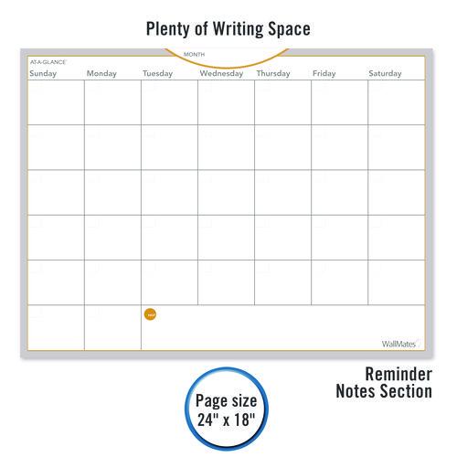Image of AT-A-GLANCEÂ® Wallmates Self-Adhesive Dry Erase Monthly Planning Surfaces, 24 X 18, White/gray/orange Sheets, Undated