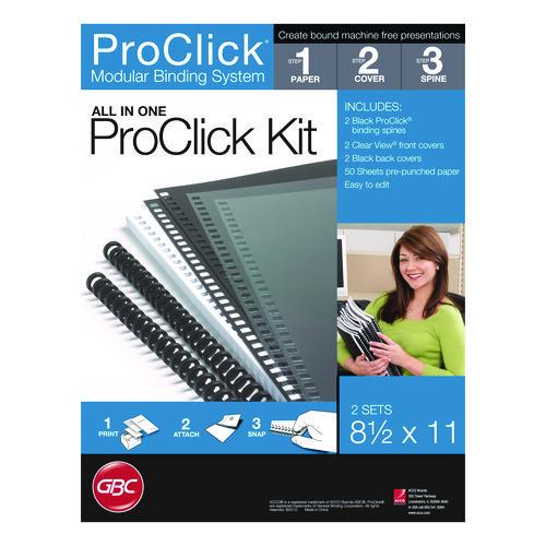Image of GBC® 2515665P Instant Report Kits, 0.31" Capacity, For 11 x 8.5 Sheets, Clear/Black Covers, Black Spine, 2 Kits/Pack