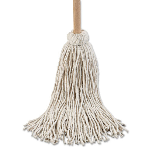 Image of Boardwalk® BWK132C Handle/Deck Mop, #32 White Cotton Head, 54" Natural Wood Handle, 6/Pack