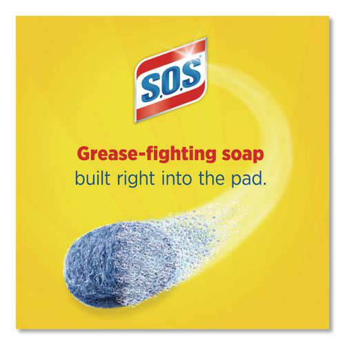 Image of S.O.S.® 98041 Steel Wool Soap Pads, Steel, 4/Box, 24 Boxes/Carton