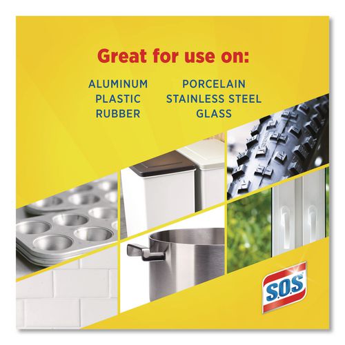 Image of S.O.S.® 98041 Steel Wool Soap Pads, Steel, 4/Box, 24 Boxes/Carton