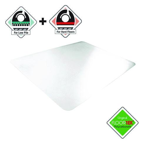 Image of Floortex® NRCMFLPD0003 Cleartex Unomat Anti-Slip Polycarbonate Chair Mat for Flat Pile Carpeted and Hard Floors, Rectangular, 35" x 47", Clear