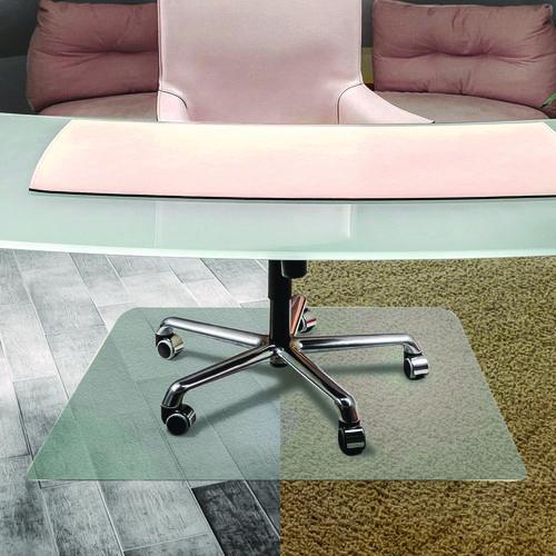 Image of Floortex® NRCMFLPD0003 Cleartex Unomat Anti-Slip Polycarbonate Chair Mat for Flat Pile Carpeted and Hard Floors, Rectangular, 35" x 47", Clear