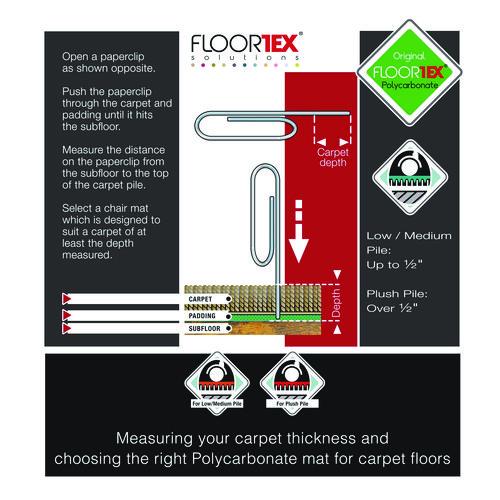 Image of Floortex® NRCMFLPD0003 Cleartex Unomat Anti-Slip Polycarbonate Chair Mat for Flat Pile Carpeted and Hard Floors, Rectangular, 35" x 47", Clear