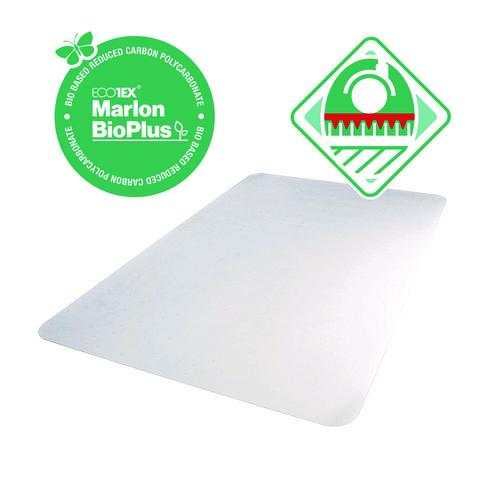 Image of Floortex® NCCMFLBG0002 Ecotex Marlon BioPlus Polycarbonate Chair Mat for Low to Medium Pile Carpeted Floors, Rectangular, 35" x 47", Clear