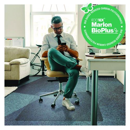 Image of Floortex® NCCMFLBG0002 Ecotex Marlon BioPlus Polycarbonate Chair Mat for Low to Medium Pile Carpeted Floors, Rectangular, 35" x 47", Clear