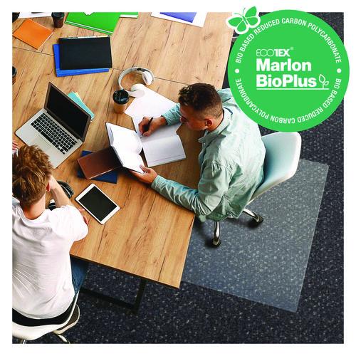 Image of Floortex® NCCMFLBG0002 Ecotex Marlon BioPlus Polycarbonate Chair Mat for Low to Medium Pile Carpeted Floors, Rectangular, 35" x 47", Clear