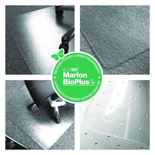 Image of Floortex® NCCMFLBG0002 Ecotex Marlon BioPlus Polycarbonate Chair Mat for Low to Medium Pile Carpeted Floors, Rectangular, 35" x 47", Clear