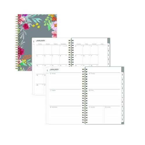 Image of Blue Sky® 140088 Sophie Frosted Weekly/Monthly Planner, Floral Artwork, 8 x 5, Multicolor Cover, 12-Month (Jan to Dec): 2026