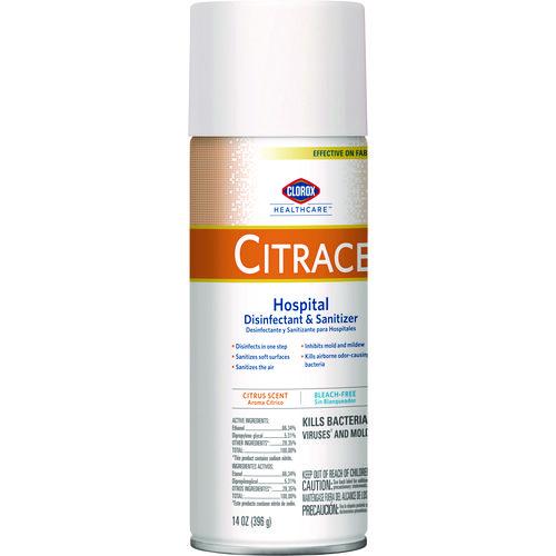 Image of Clorox Healthcare® 49100 Citrace Hospital Disinfectant and Sanitizer, Citrus, 14 oz Aerosol Spray, 12/Carton