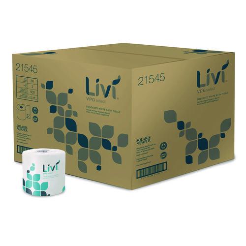 Image of Livi® VPG Select 21545 Bath Tissue, 2-Ply, White, 500 Sheets/Roll, 80 Rolls/Carton