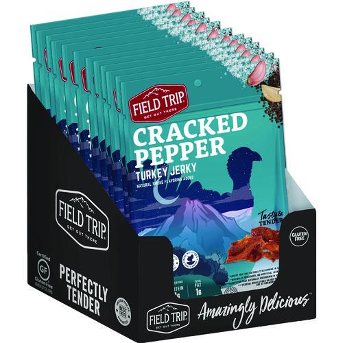 Image of Field Trip® FLD00508 Turkey Jerky, Cracked Pepper Turkey, 1 oz Bag, 12 Bags/Carton