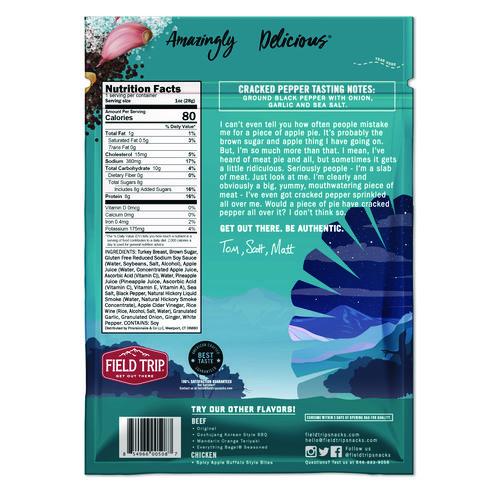 Image of Field Trip® FLD00508 Turkey Jerky, Cracked Pepper Turkey, 1 oz Bag, 12 Bags/Carton