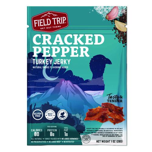 Image of Field Trip® FLD00508 Turkey Jerky, Cracked Pepper Turkey, 1 oz Bag, 12 Bags/Carton
