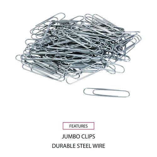 Image of Universal® A7072220 Paper Clips, Jumbo, Smooth, Silver, 100 Clips/Box, 10 Boxes/Pack