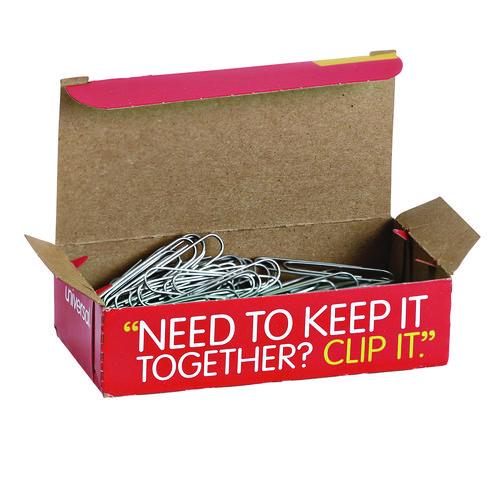 Image of Universal® A7072220 Paper Clips, Jumbo, Smooth, Silver, 100 Clips/Box, 10 Boxes/Pack