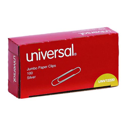 Image of Universal® A7072220 Paper Clips, Jumbo, Smooth, Silver, 100 Clips/Box, 10 Boxes/Pack