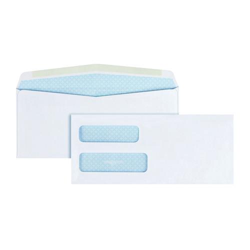 Image of Quality Park QUA24550 Double Window Security-Tinted Check Envelope, #10, Commercial Flap, Gummed Closure, 4.13 X 9.5, White, 500/box