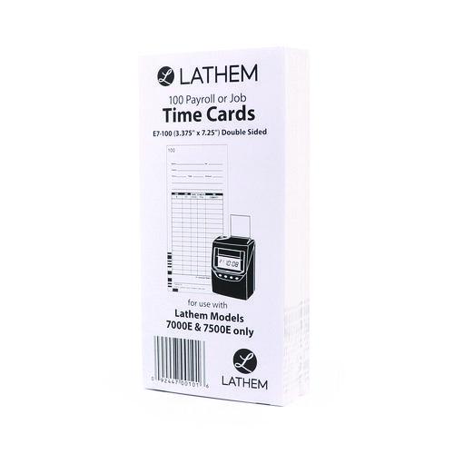 Image of Lathem® Time E7-100 Time Clock Cards For Lathem Time 7000e, Two Sides, 3.5 X 7.25, 100/pack