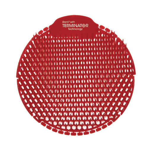Image of Fresh Products S7-F-005I030M-82-AAA10-00 Slant7 with Terminator Urinal Screen, Forest Scent, Red, 30/Carton