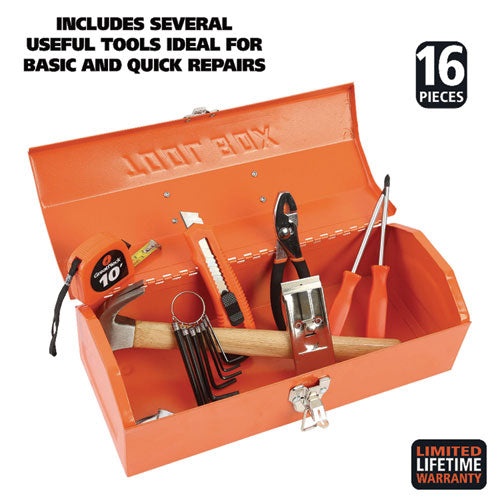Image of Great Neck® CTB9 16-Piece Light-Duty Office Tool Kit, Metal Box, Red