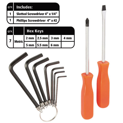 Image of Great Neck® CTB9 16-Piece Light-Duty Office Tool Kit, Metal Box, Red