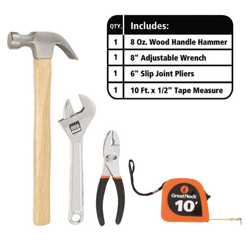 Image of Great Neck® CTB9 16-Piece Light-Duty Office Tool Kit, Metal Box, Red