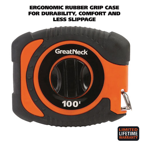Image of Great Neck® 100E English Rule Measuring Tape, 0.38" x 100 ft, Steel, Yellow