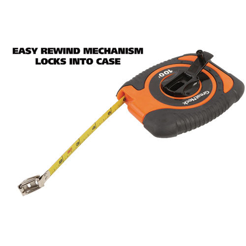 Image of Great Neck® 100E English Rule Measuring Tape, 0.38" x 100 ft, Steel, Yellow