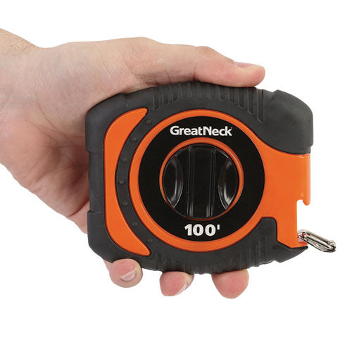 Image of Great Neck® 100E English Rule Measuring Tape, 0.38" x 100 ft, Steel, Yellow
