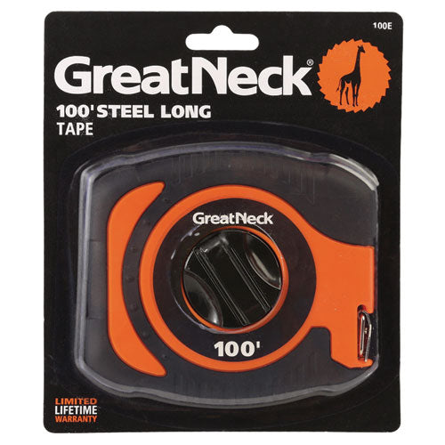 Image of Great Neck® 100E English Rule Measuring Tape, 0.38" x 100 ft, Steel, Yellow