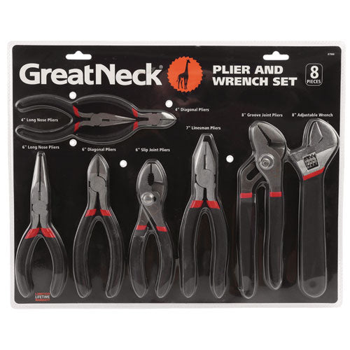Image of Great Neck® 87900 8-Piece Steel Pliers And Wrench Tool Set
