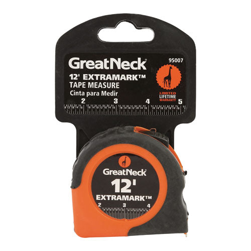Image of Great Neck® 95007 ExtraMark Power Tape, 0.63" x 12 ft, Steel, Yellow/Black