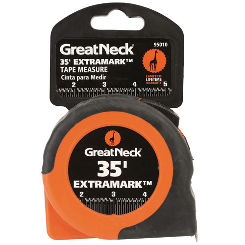 Image of Great Neck® 95010 ExtraMark Tape Measure, 1" x 35 ft, Steel, Orange/Black