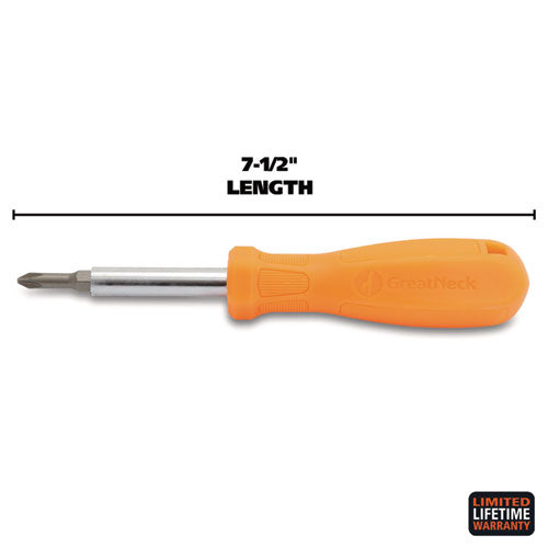 Image of Great Neck® SD4BC 4 In-1 Screwdriver W/interchangeable Phillips/standard Bits, Assorted Colors