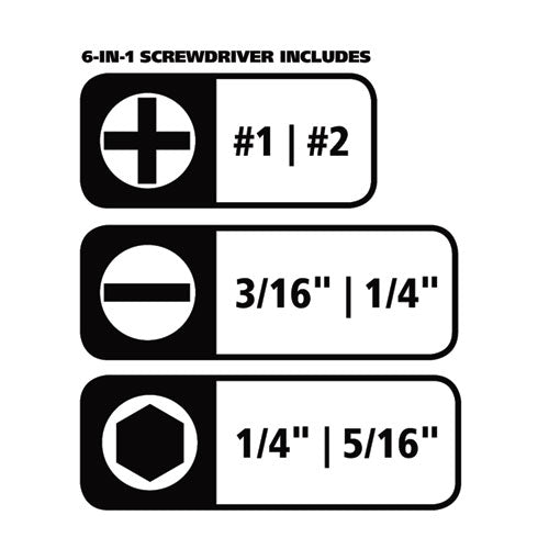 Image of Great Neck® SD4BC 4 In-1 Screwdriver W/interchangeable Phillips/standard Bits, Assorted Colors