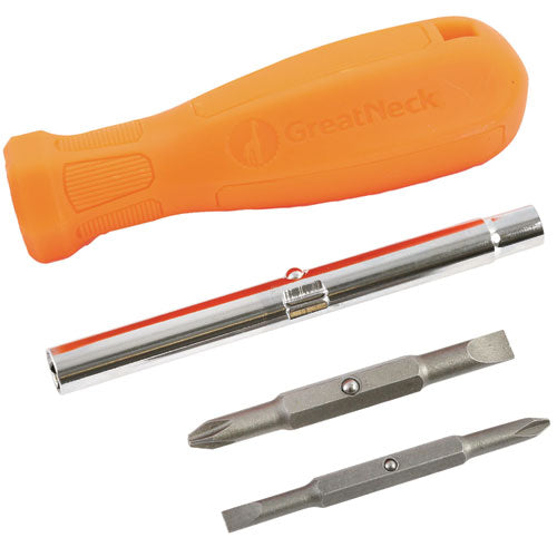 Image of Great Neck® SD4BC 4 In-1 Screwdriver W/interchangeable Phillips/standard Bits, Assorted Colors