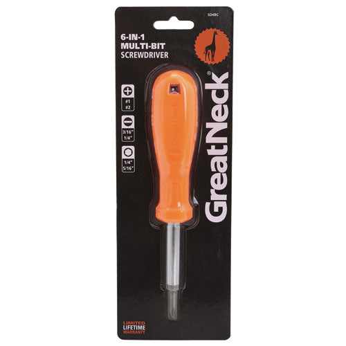 Image of Great Neck® SD4BC 4 In-1 Screwdriver W/interchangeable Phillips/standard Bits, Assorted Colors
