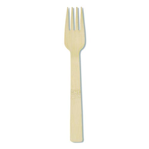 Image of Dixie® ANFBAM Bamboo Cutlery, Mediumweight Fork, Paper, Light Golden, 100/Pack, 10 Packs/Carton