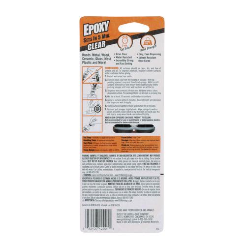 Image of Gorilla® 4200101 Epoxy, 0.85 oz, Dries Clear