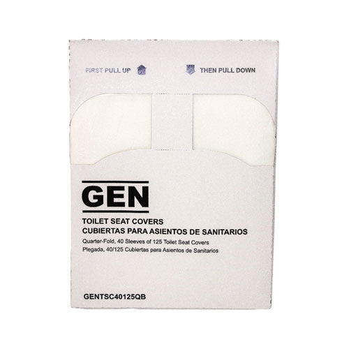 Image of GEN GENTSC40125Q Quarter-Fold Toilet Seat Covers, 14.17 x 16.73, White, 5,000/Carton