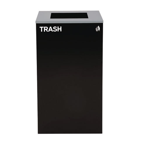 Image of Alpine Industries ALP4450BLKKIT4 29 Gallon Trash/Recycling Cans, Steel, Blue Recycling with Mixed Lid, Black Trash Can with Square Lid