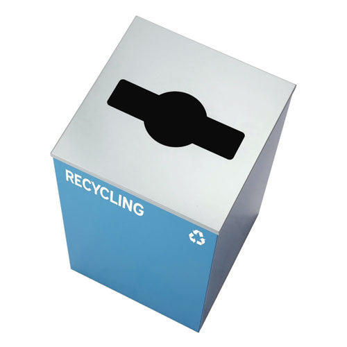 Image of Alpine Industries ALP4450BLKKIT4 29 Gallon Trash/Recycling Cans, Steel, Blue Recycling with Mixed Lid, Black Trash Can with Square Lid